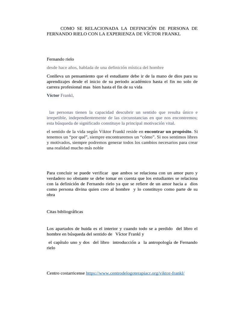 Rielo y Frankl: Sentido y Mística del Ser | PDF