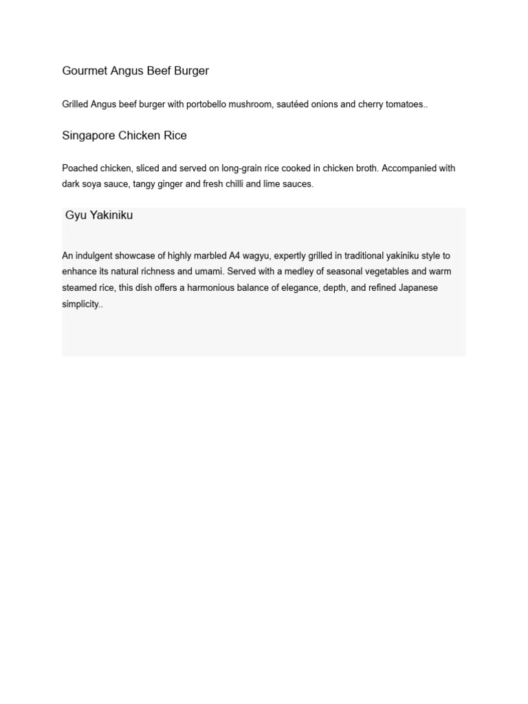 Gourmet Beef and Chicken Dishes | PDF