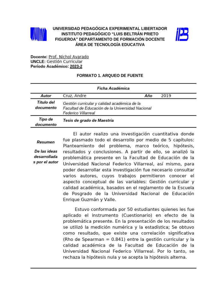 Gestión Curricular y Calidad Académica | PDF | Aprendizaje | Plan de ...