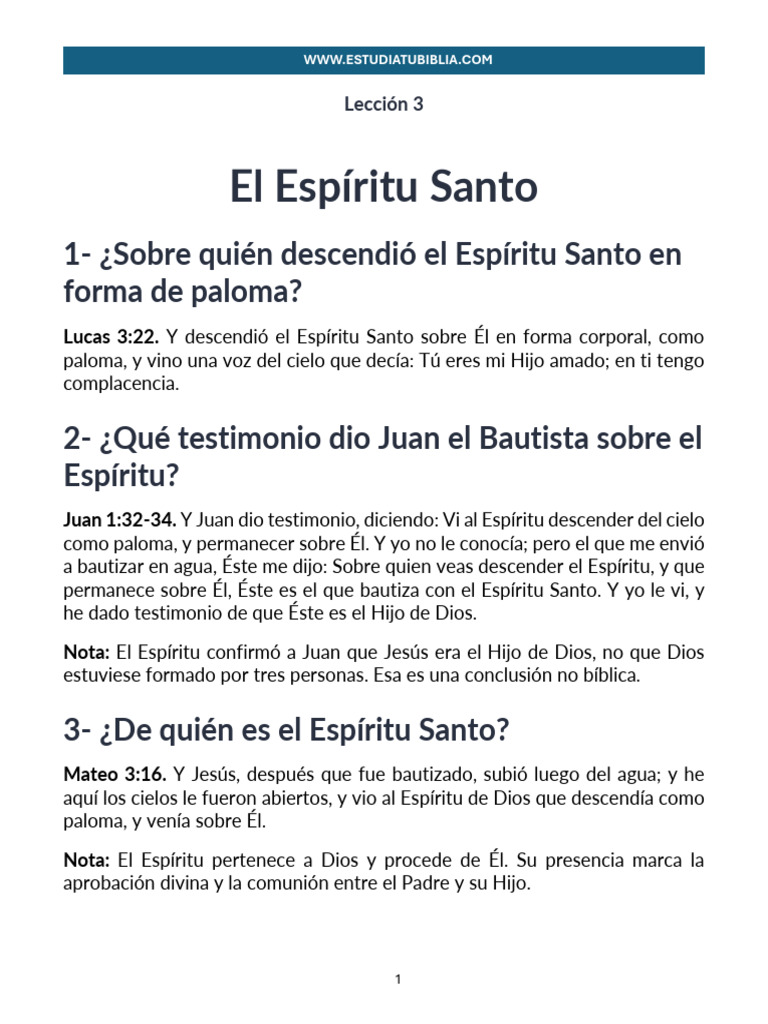 El Espíritu Santo en la Biblia | PDF | Cristo (título) | espíritu Santo