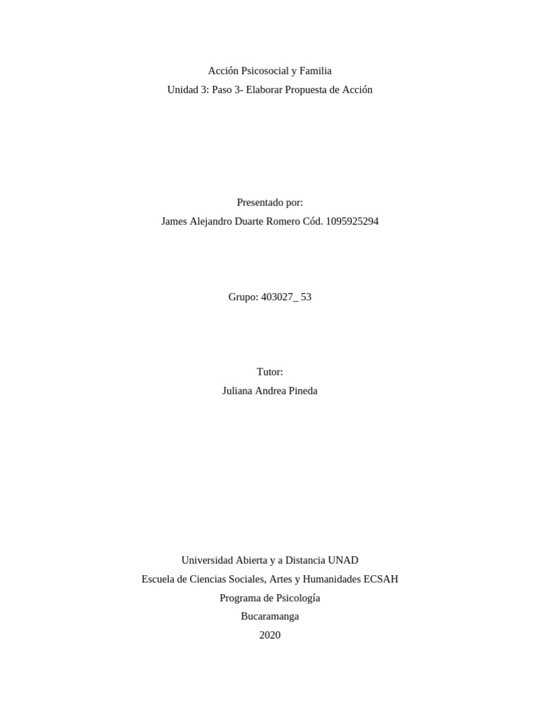 Propuesta de Acción Psicosocial Familiar | PDF | Las emociones ...