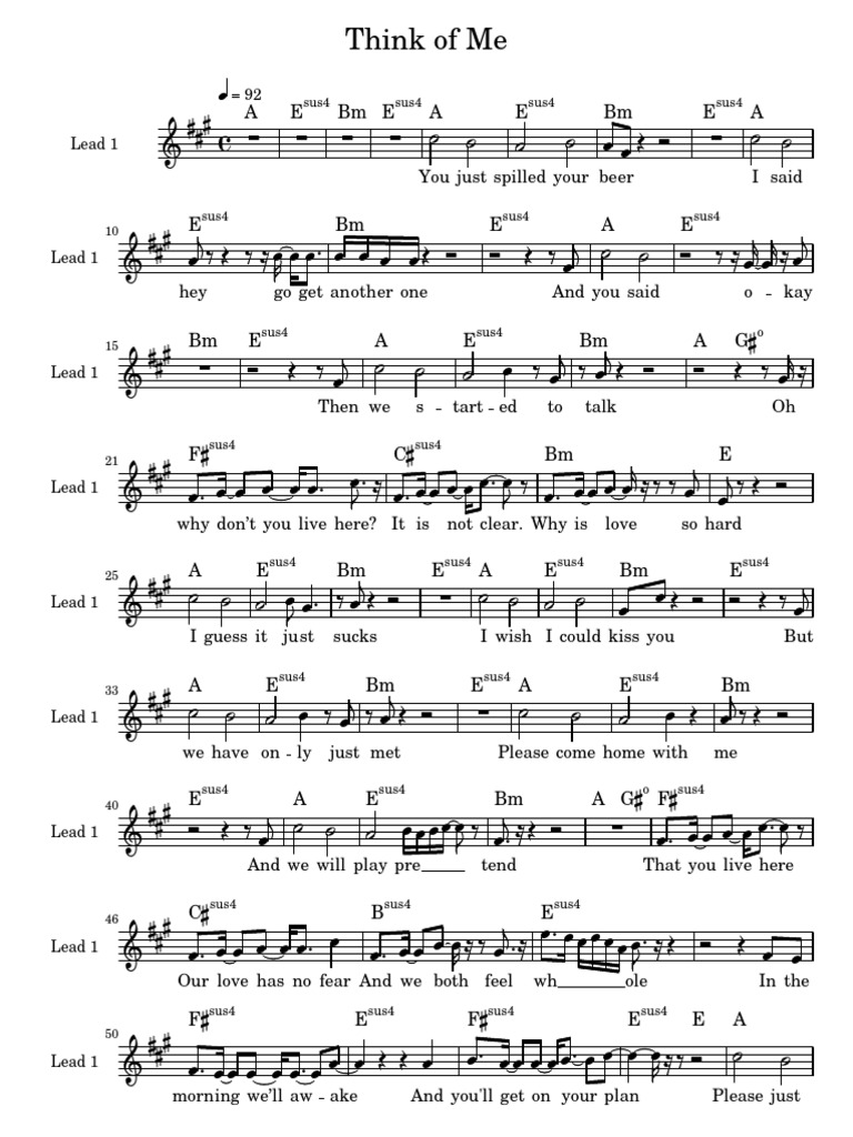 Think of Me - Song Lyrics and Chords | PDF