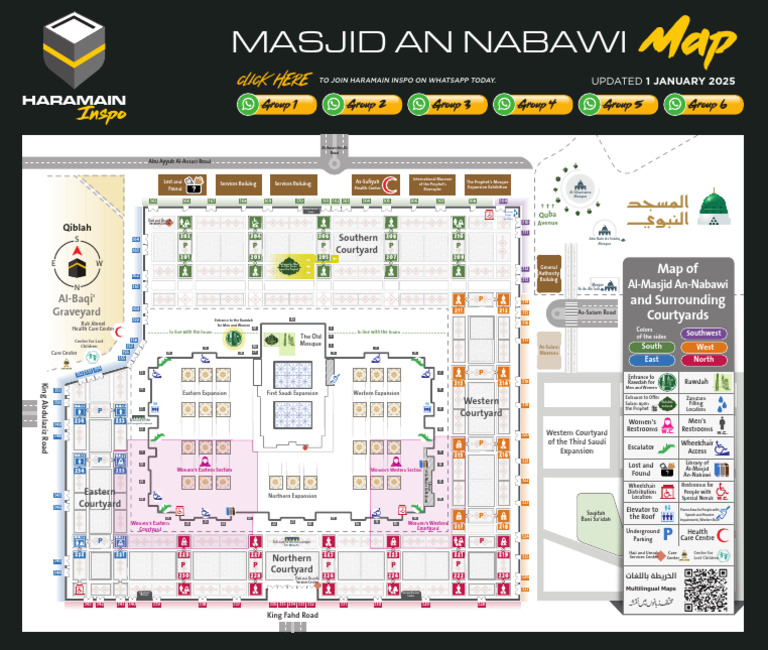 Al-Masjid An-Nabawi Map & Services Guide | PDF | Mosque | Abrahamic ...