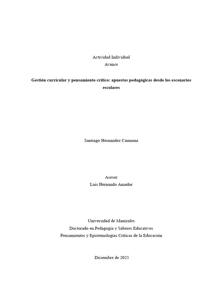 Gestión Curricular y Pensamiento Crítico en Educación | PDF | Plan de ...