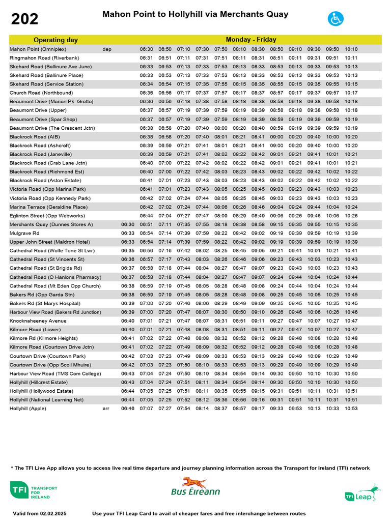 Mahon Point to Hollyhill Bus Schedule | PDF | County Dublin | Public ...