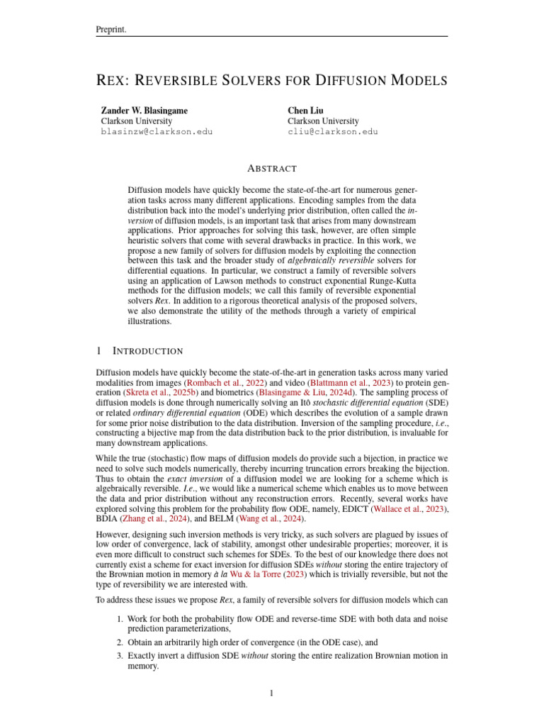 Reversible Solvers for Diffusion Models | PDF | Stochastic Differential ...