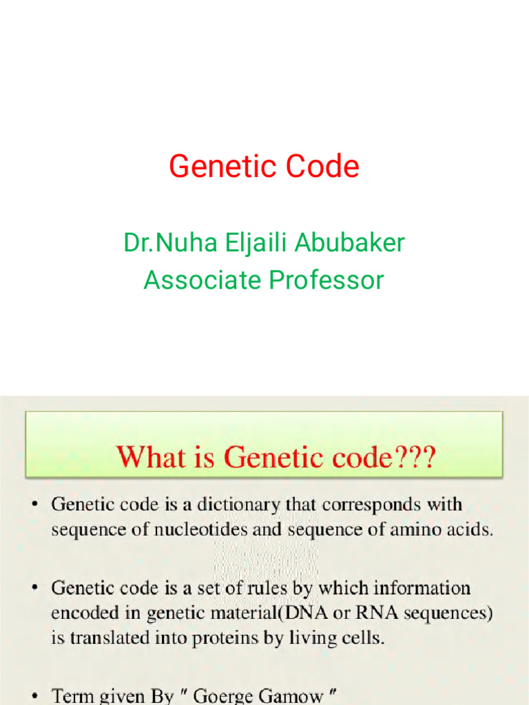 Lect. 4 Genetic Code | PDF