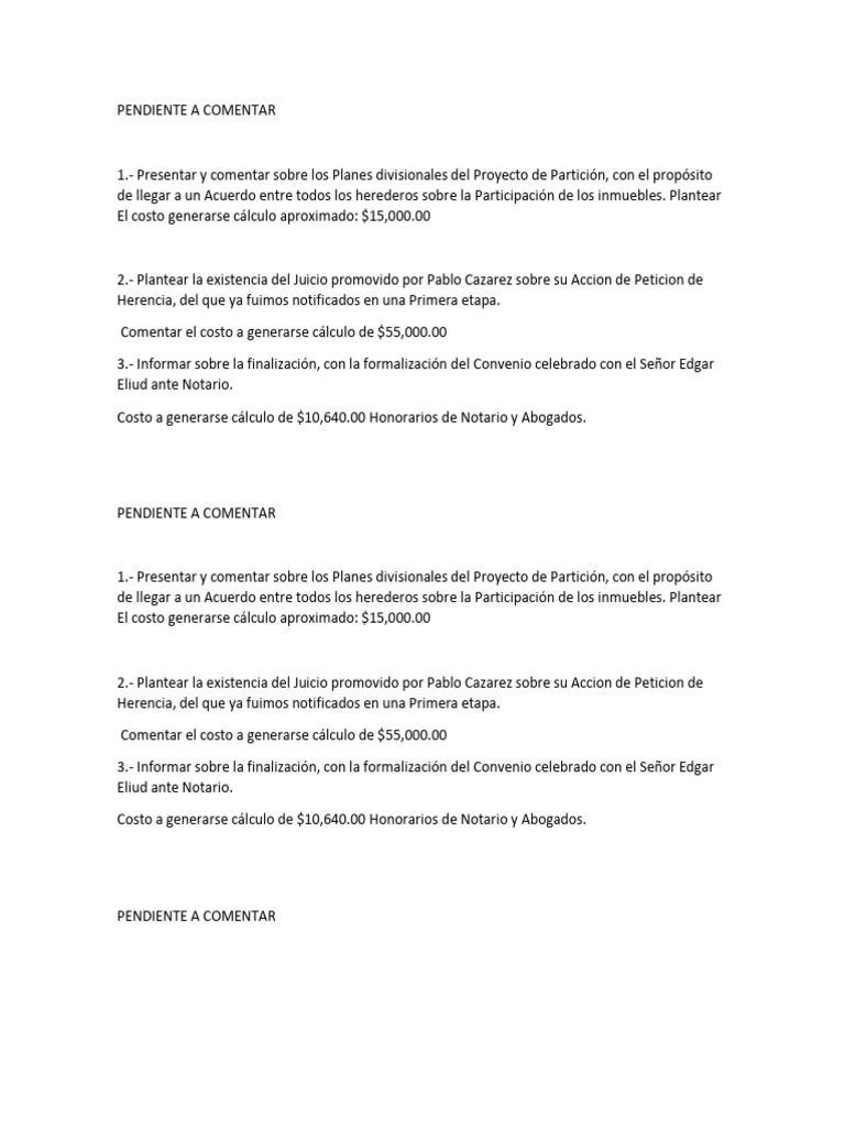 Pendiente a Comentar | PDF