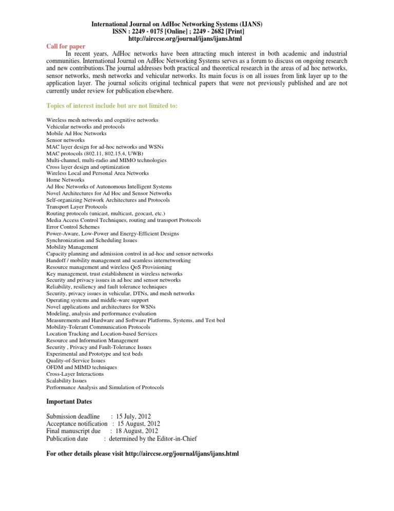 Call For Paper: Topics of Interest Include But Are Not Limited To | PDF