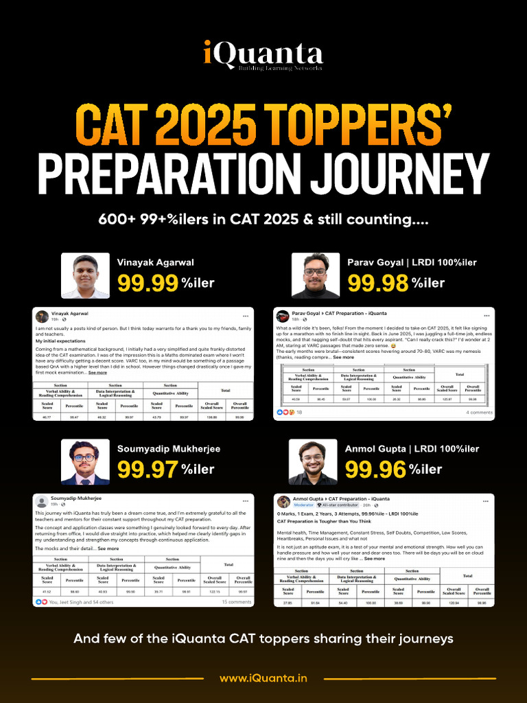 CAT 2025 Toppers' Success Strategies | PDF