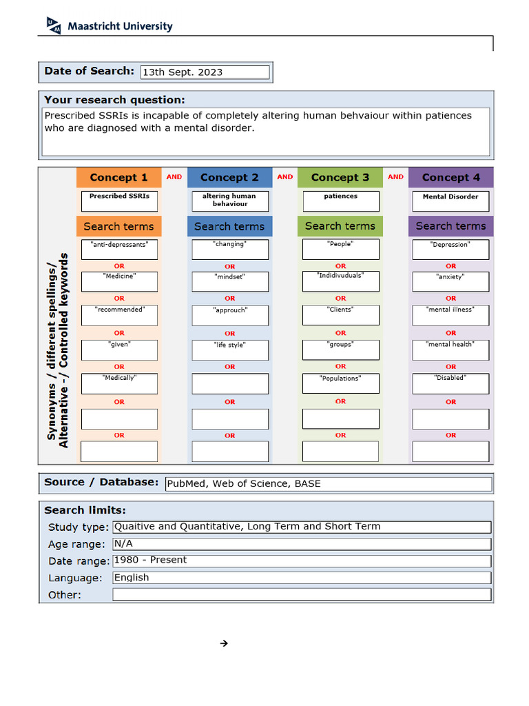 Search Planning Form - Acedemic Skills | PDF