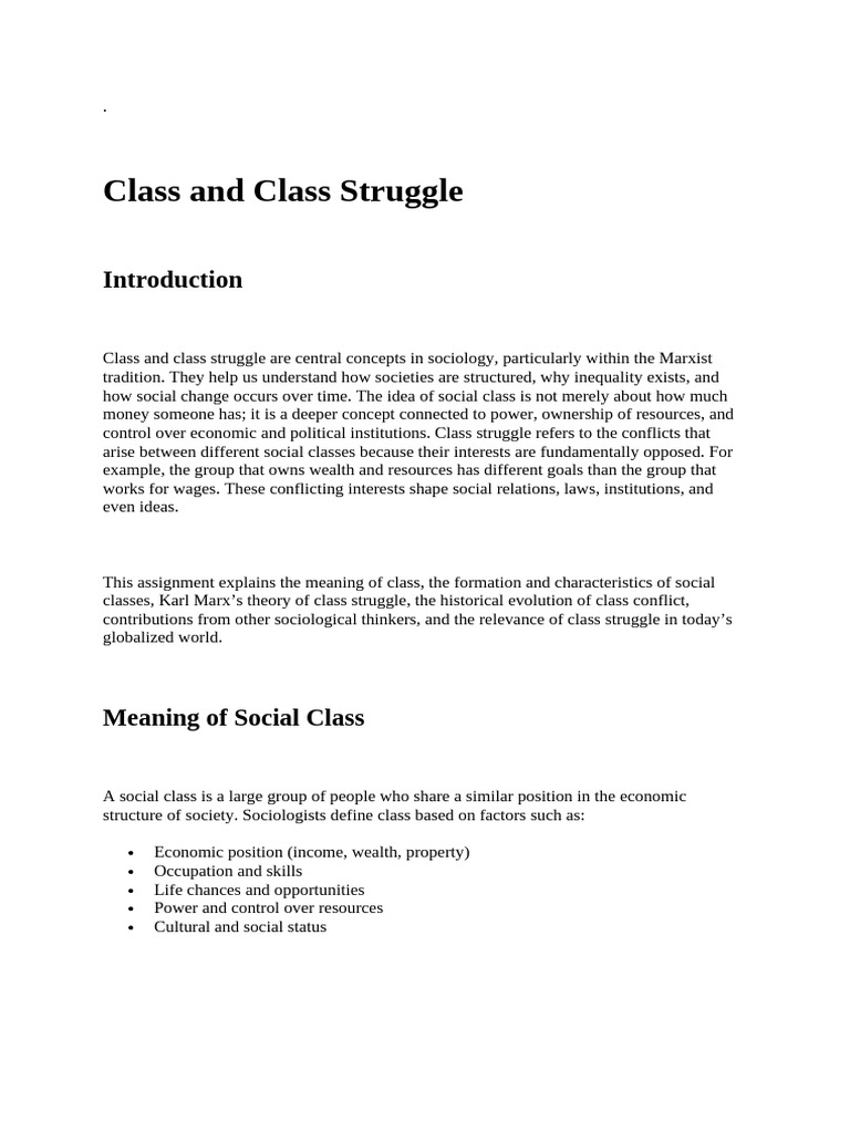 Understanding Class Struggle in Society | PDF | Class Conflict ...
