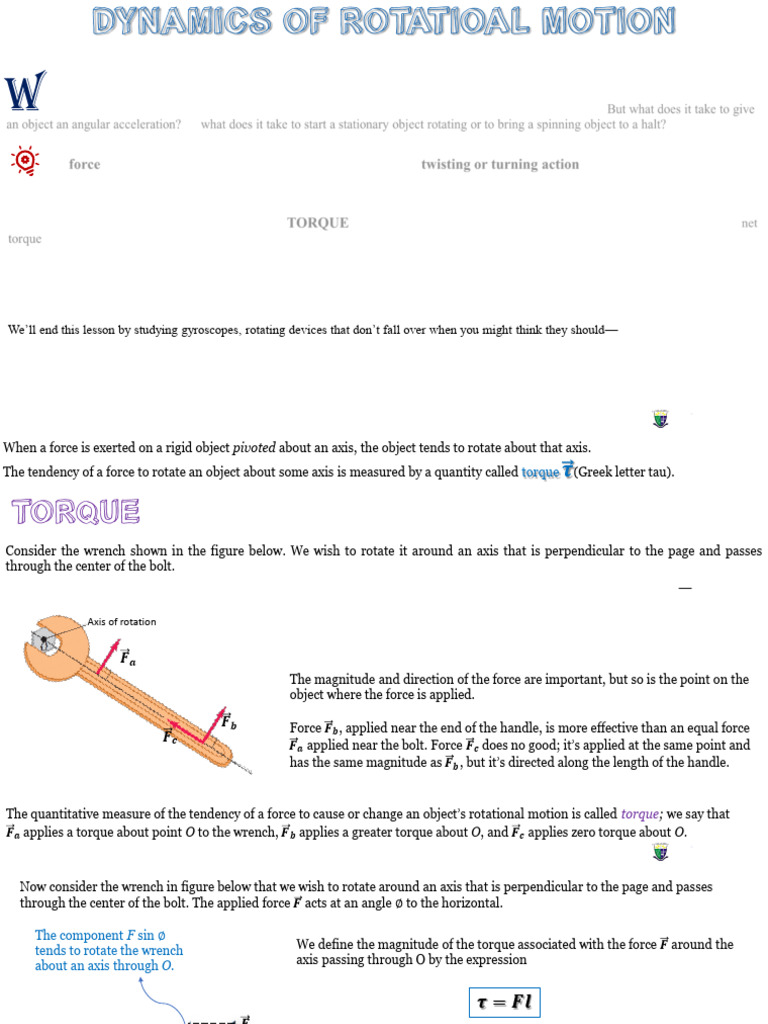 Understanding Torque in Rotational Motion | PDF | Rotation Around A ...