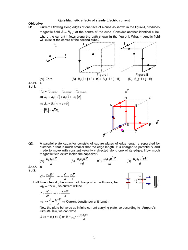 Quiz on Magnetic Effects of Electric Current | PDF | Magnetic Field ...