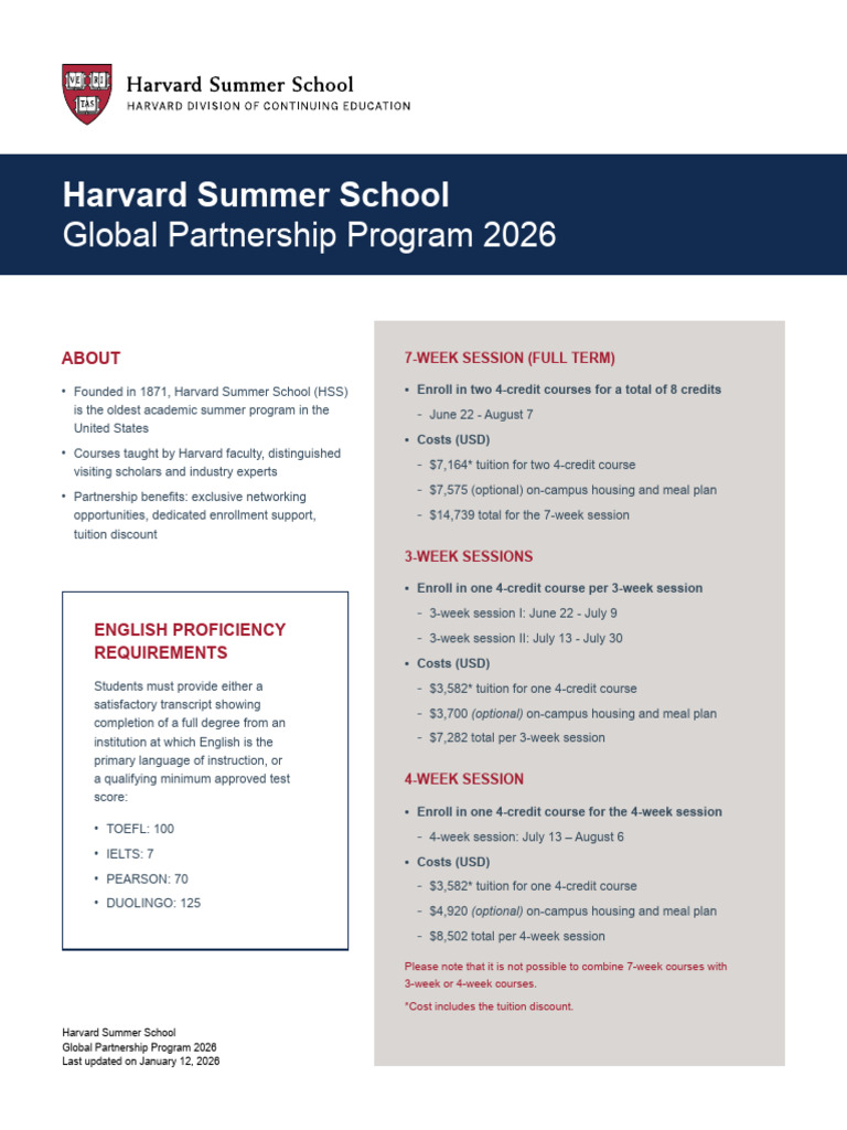 Harvard Summer School 2026 Registration Guide | PDF