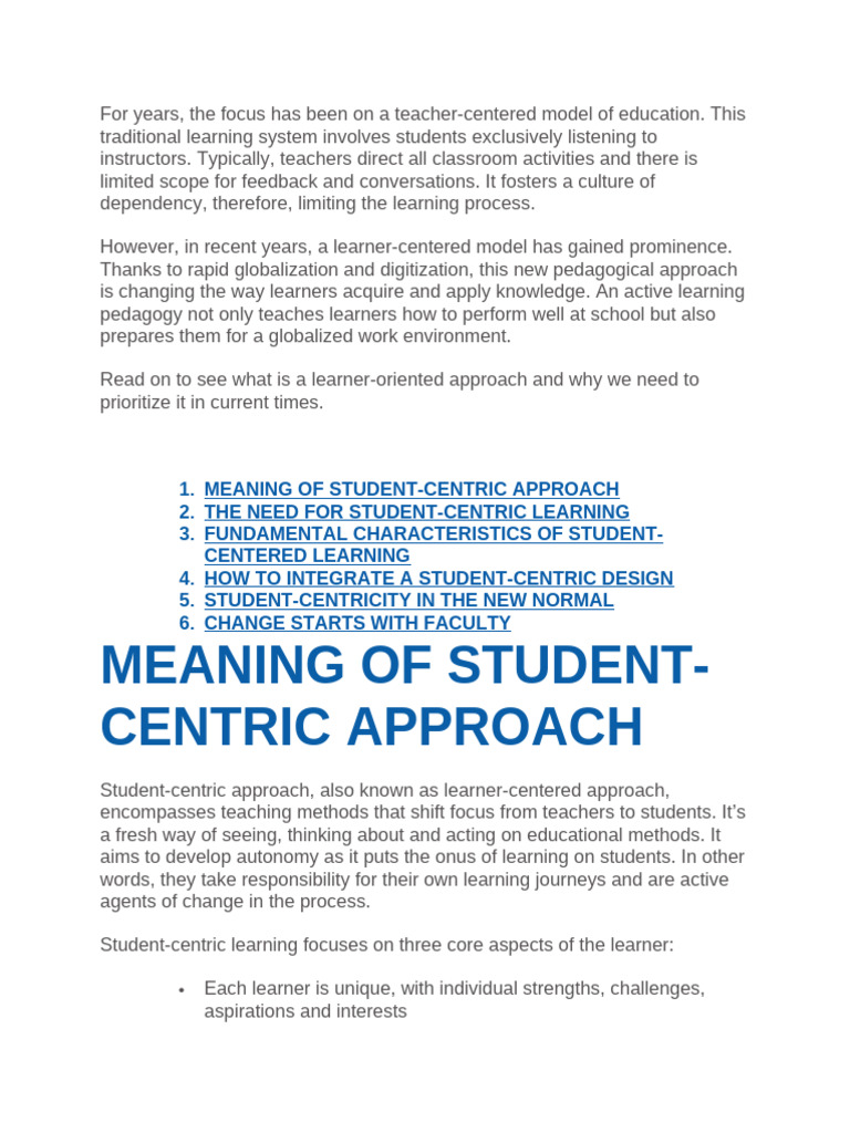 Embracing Student-Centric Learning | PDF | Learning | Educational ...