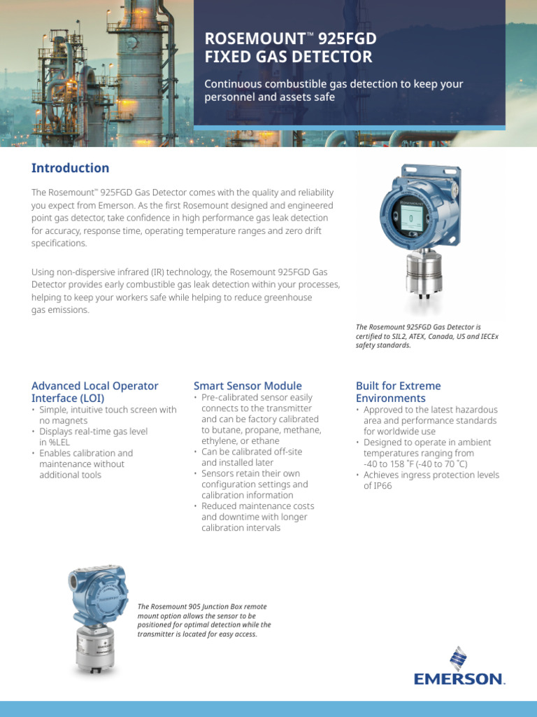 Flyer Rosemount 925fgd Fixed Gas Detector en 8966512 | PDF