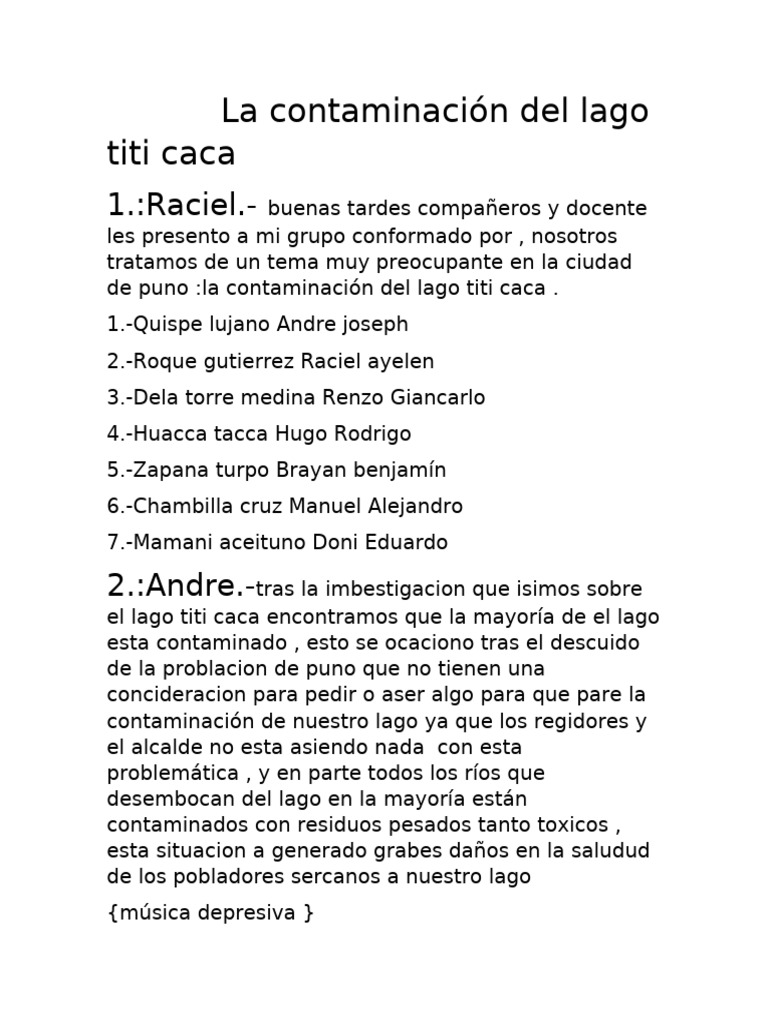 La Contaminación Del Lago Titi Caca | PDF | Ciencias de la Tierra ...
