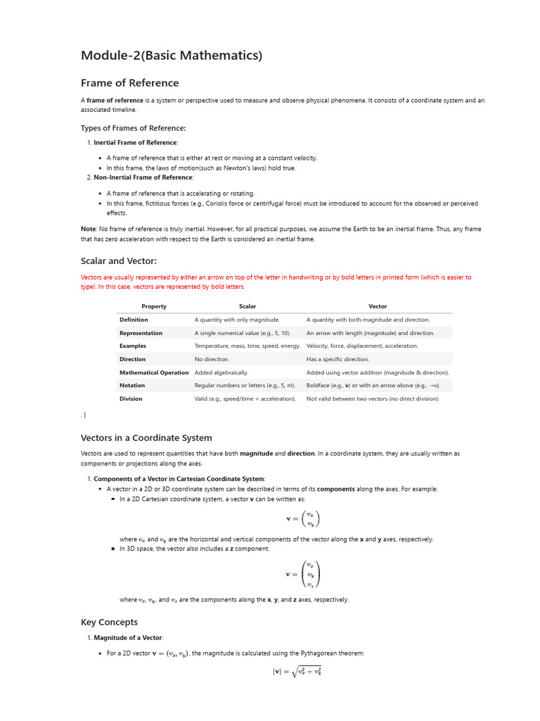 Understanding Frames of Reference and Vectors | PDF | Matrix ...