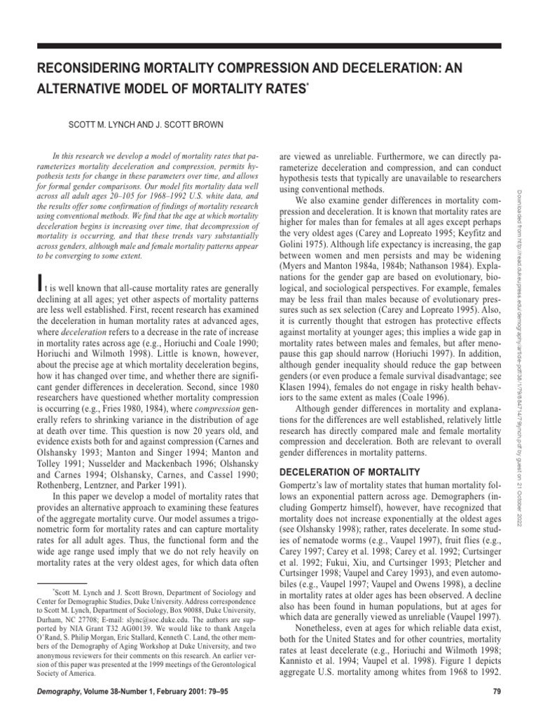 Mortality Compression and Deceleration Model | PDF | Mathematics ...