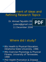 Development of Ideas and Refining Research Topics