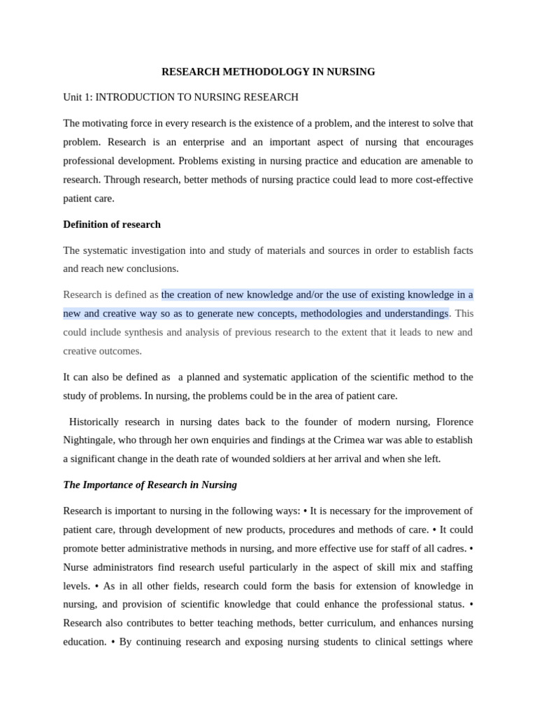 Nursing Research Methodology Overview | PDF | Sampling (Statistics ...