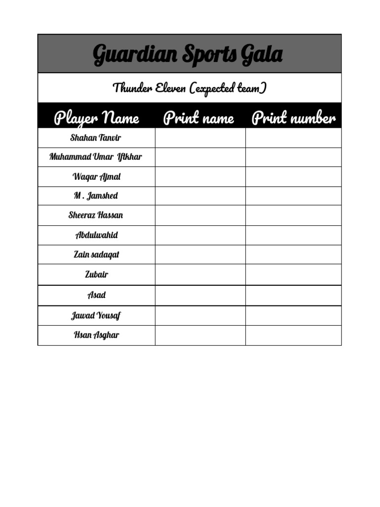 Thunder Eleven Player Roster | PDF