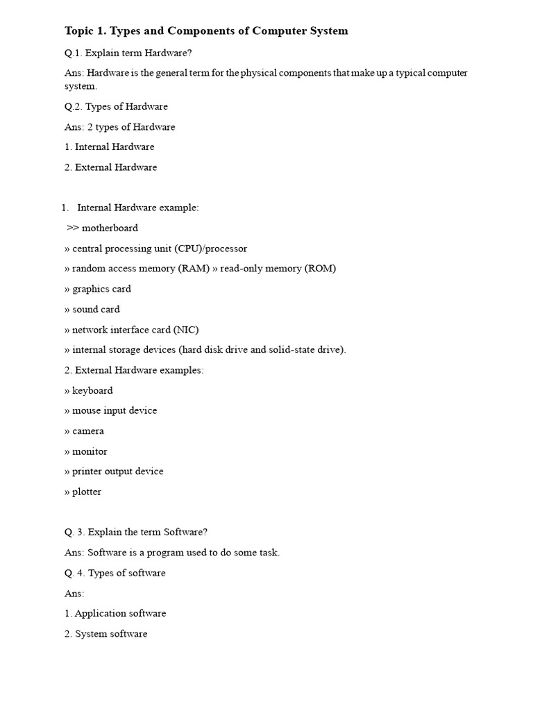 Computer System Components Explained | PDF | Computer Hardware ...