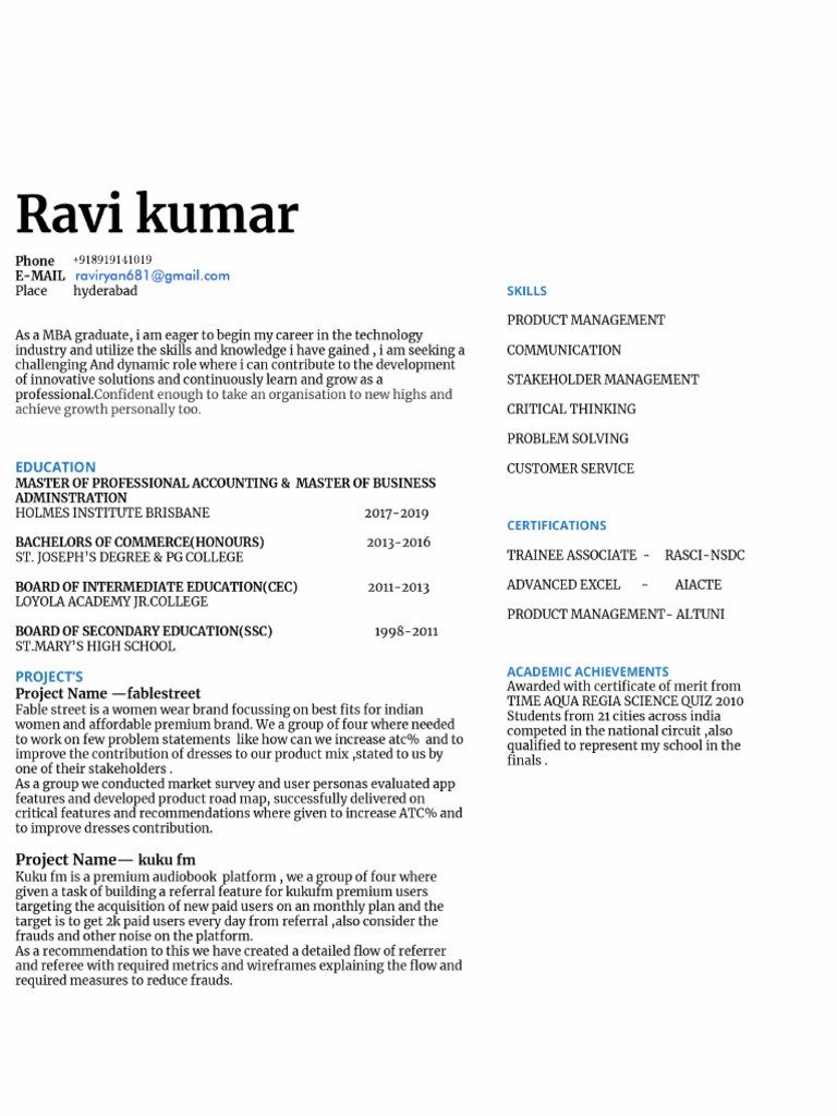 Ravi Kumar Resume-01 | PDF
