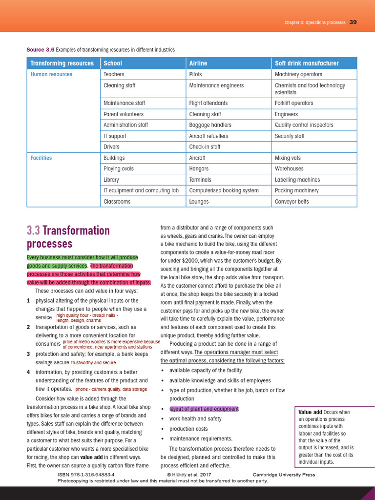 Operations Processes in Business Production | PDF