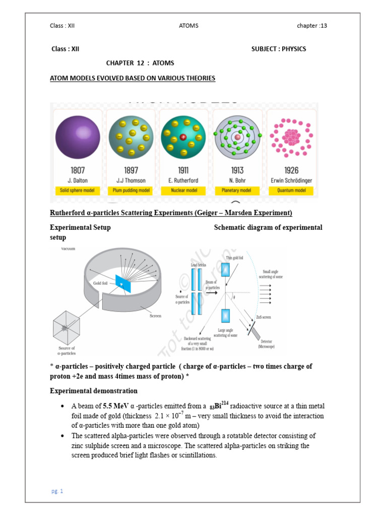 Physics Atom (1) | PDF | Electron | Atoms