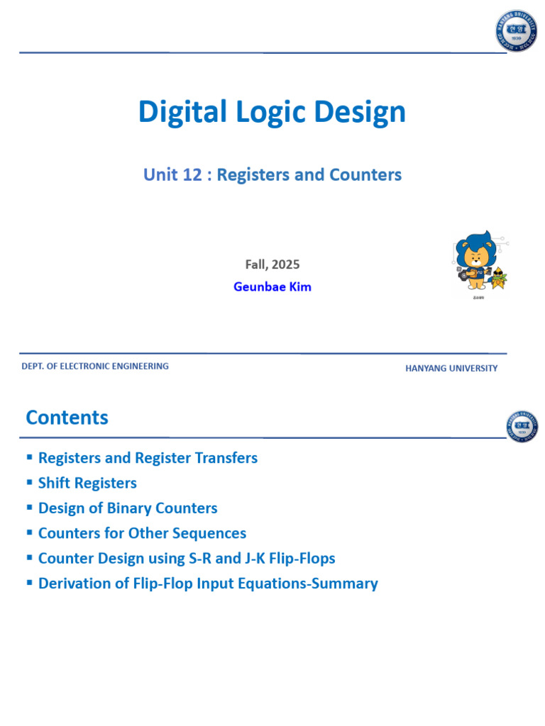 Digital Logic Unit.12 Fall.2025 | PDF | Computer Engineering | Digital ...