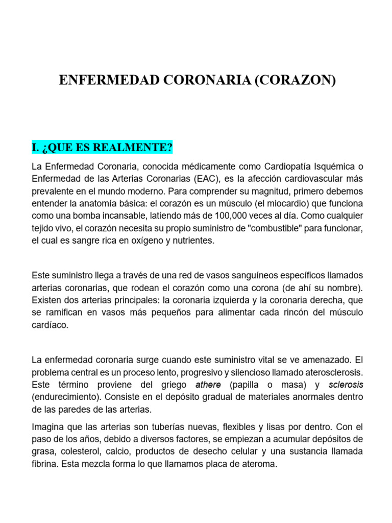 Enfermedad Coronaria: Causas y Síntomas | PDF | Infarto de miocardio ...