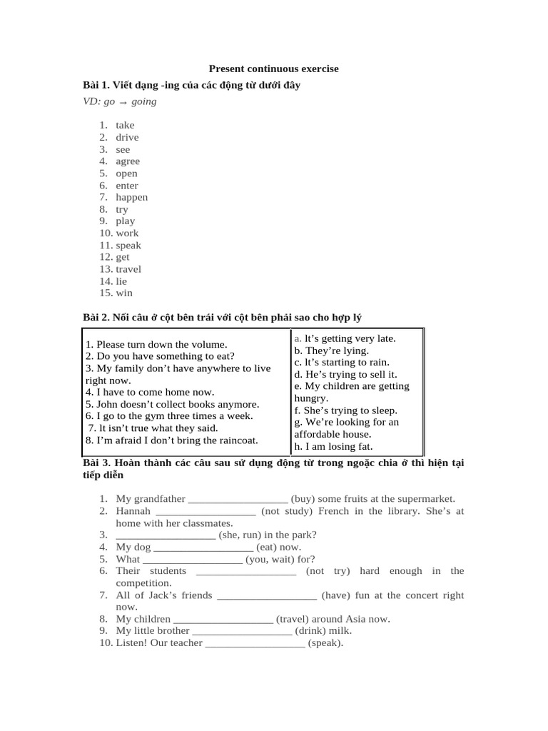 Present Continuous Grammar Exercises | PDF | Chess | Chess Theory