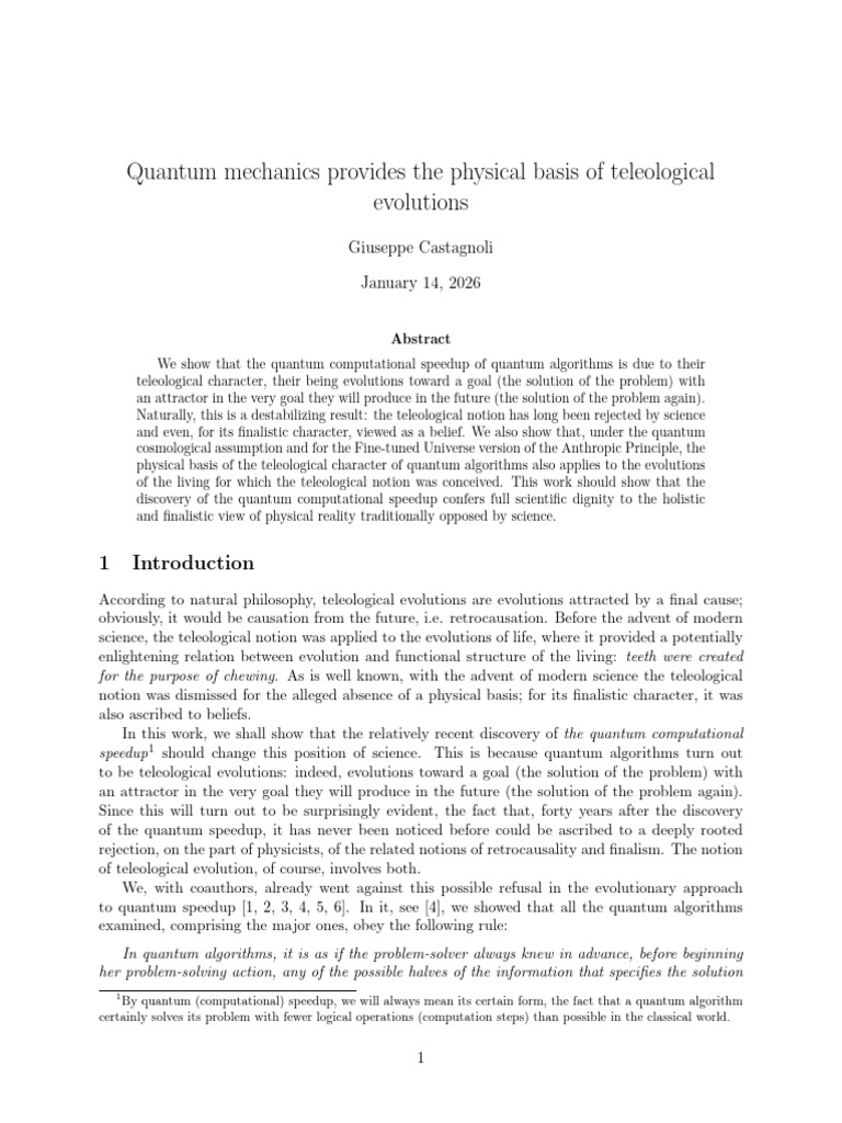 Teleological Evolution in Quantum Algorithms | PDF | Quantum Computing ...