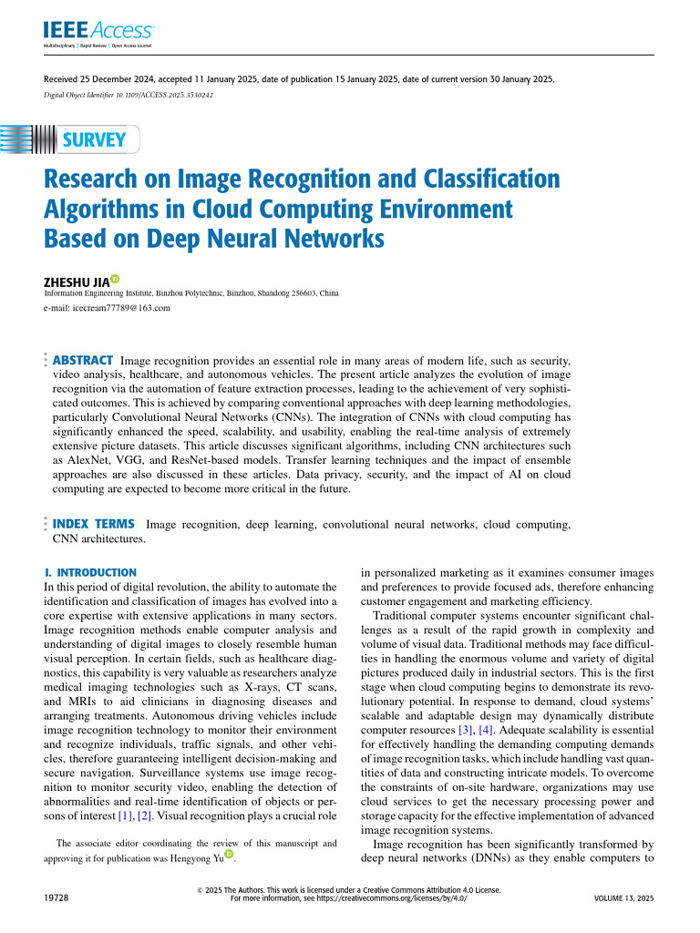 Research On Image Recognition and Classification Algorithms in Cloud ...