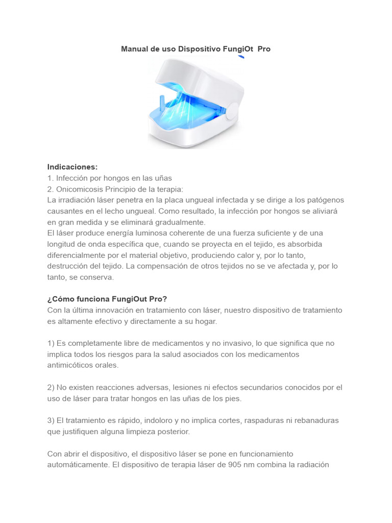 Manual de Uso FungiOut Pro ACt (6) | PDF | Clavo (anatomía ...