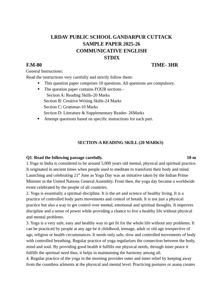 Stdix English Com.sample Paper 2 | PDF | Body Mass Index | Obesity