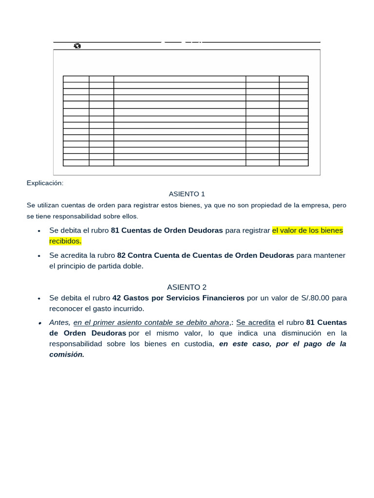 Asientos Contables de Cuentas de Orden | PDF | Contabilidad | Negocios ...