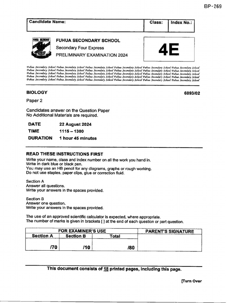 Fss Bio 2024prelim p2 | PDF