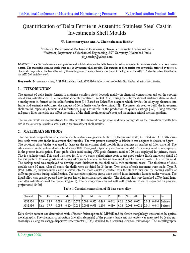 Delta Ferrite in Austenitic Stainless Steel | PDF | Stainless Steel | Steel