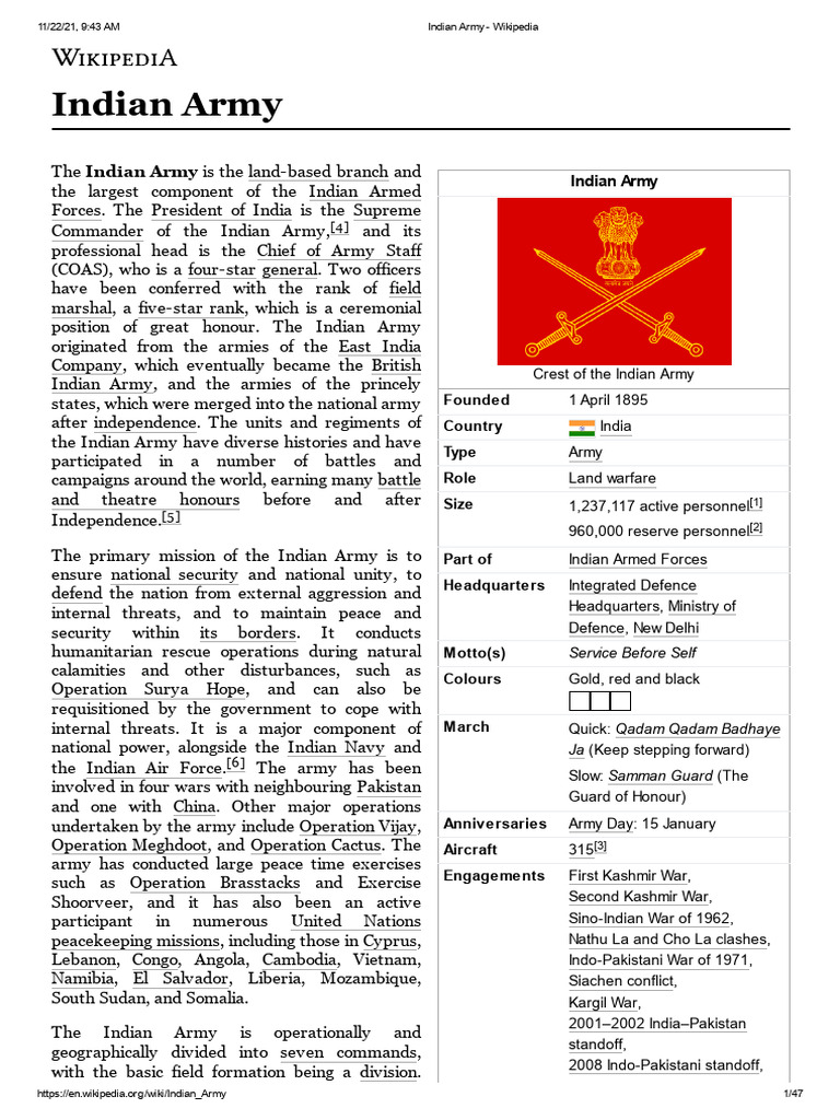 Overview of the Indian Army | PDF | Military