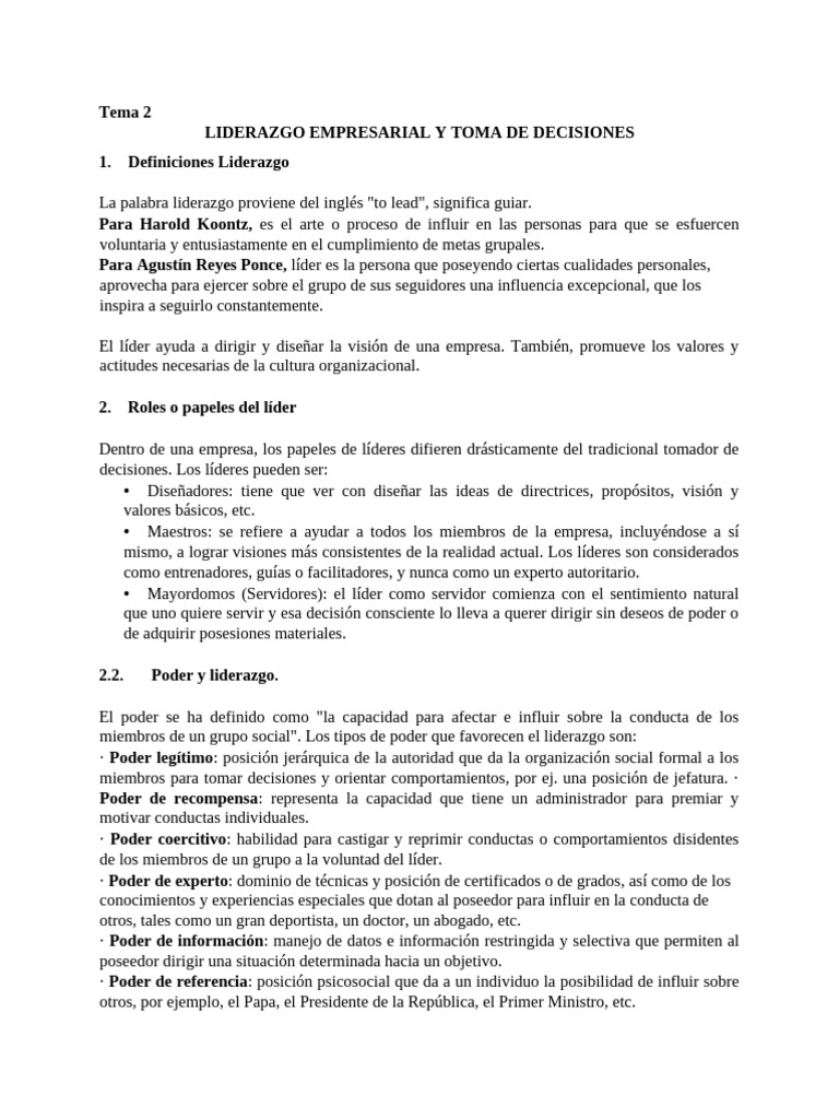 Liderazgo Empresarial y Toma de Decisiones | PDF | Liderazgo | Comunicación