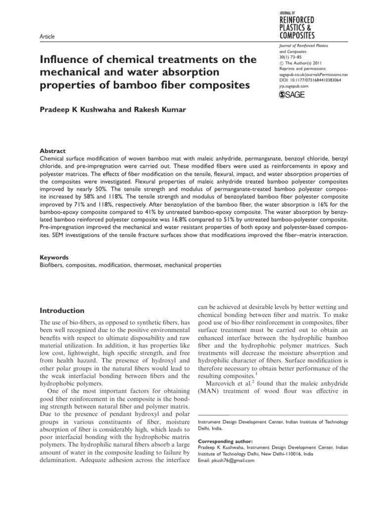 Influence of chemical treatments on the | PDF | Composite Material | Epoxy