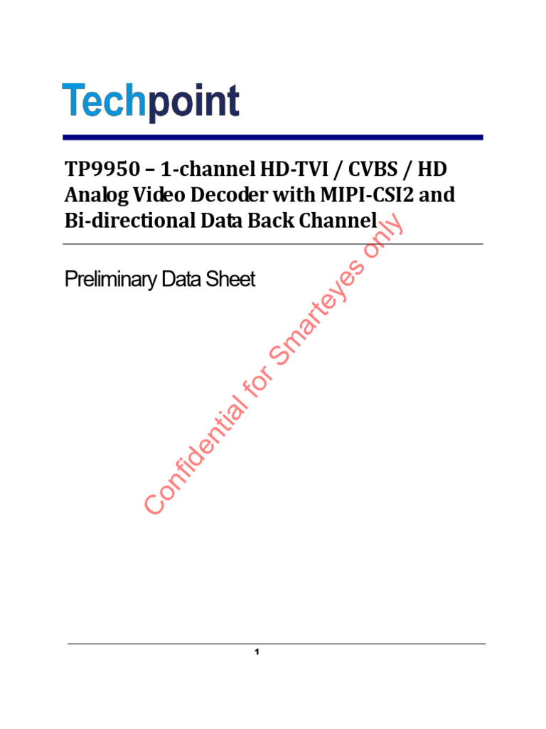 HD-TVI Video Decoder TP9950 Data Sheet | PDF | Video | Information And ...