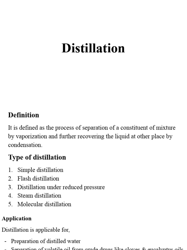 Types and Applications of Distillation | PDF