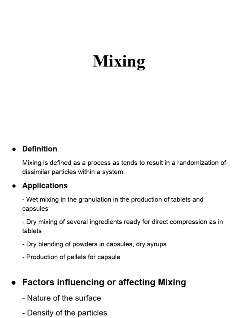 Mixing Processes and Equipment Guide | PDF