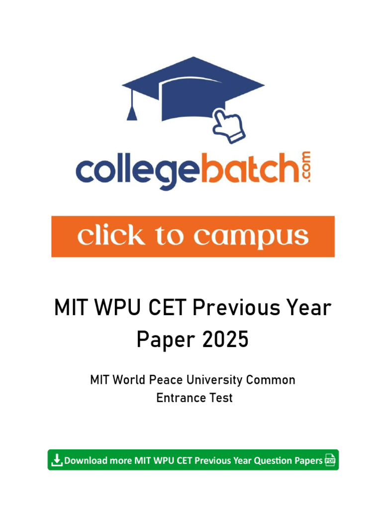 MIT WPU CET Previous Year Paper With Answer Key | PDF