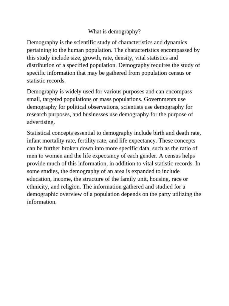 Understanding Demography Basics | PDF