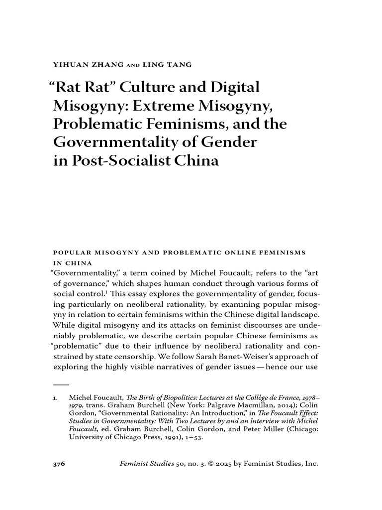 Digital Misogyny and Feminism in China | PDF | Feminism | Gender Studies